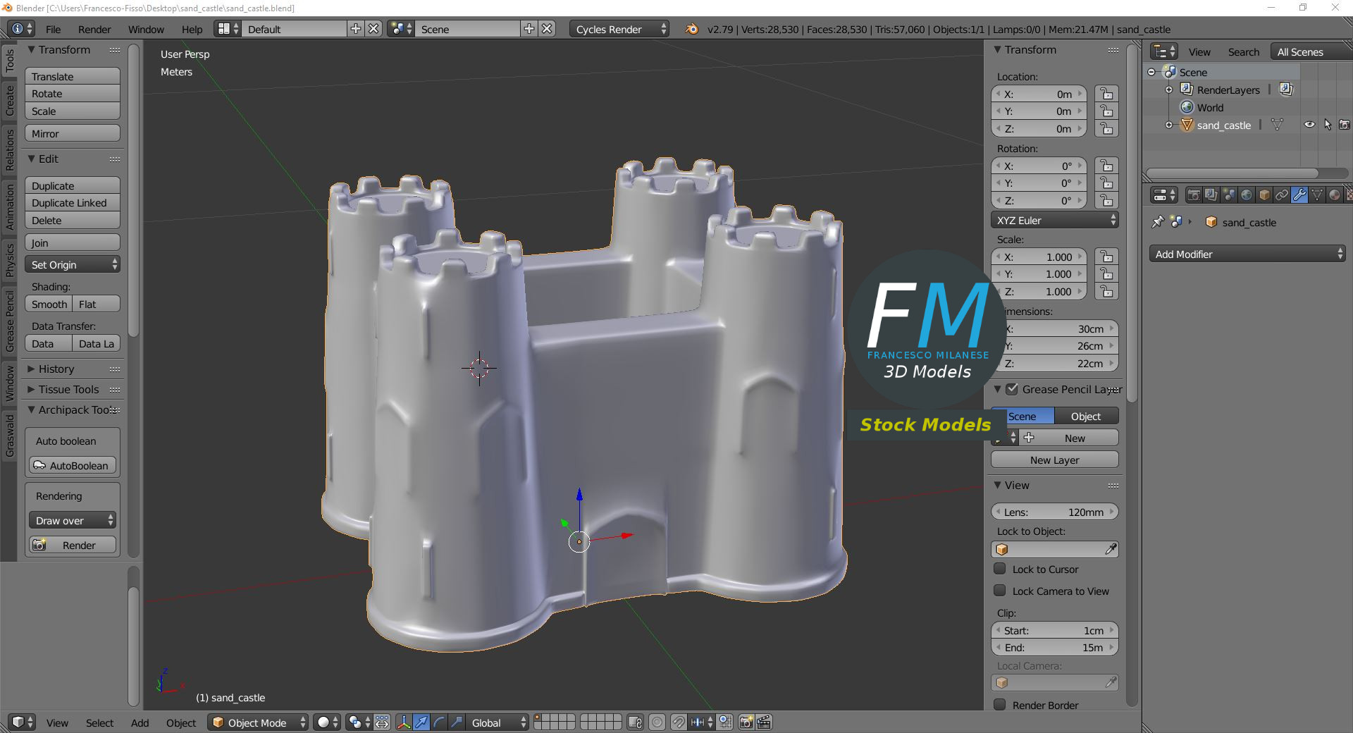 3D-Modell - Sandburg - 09