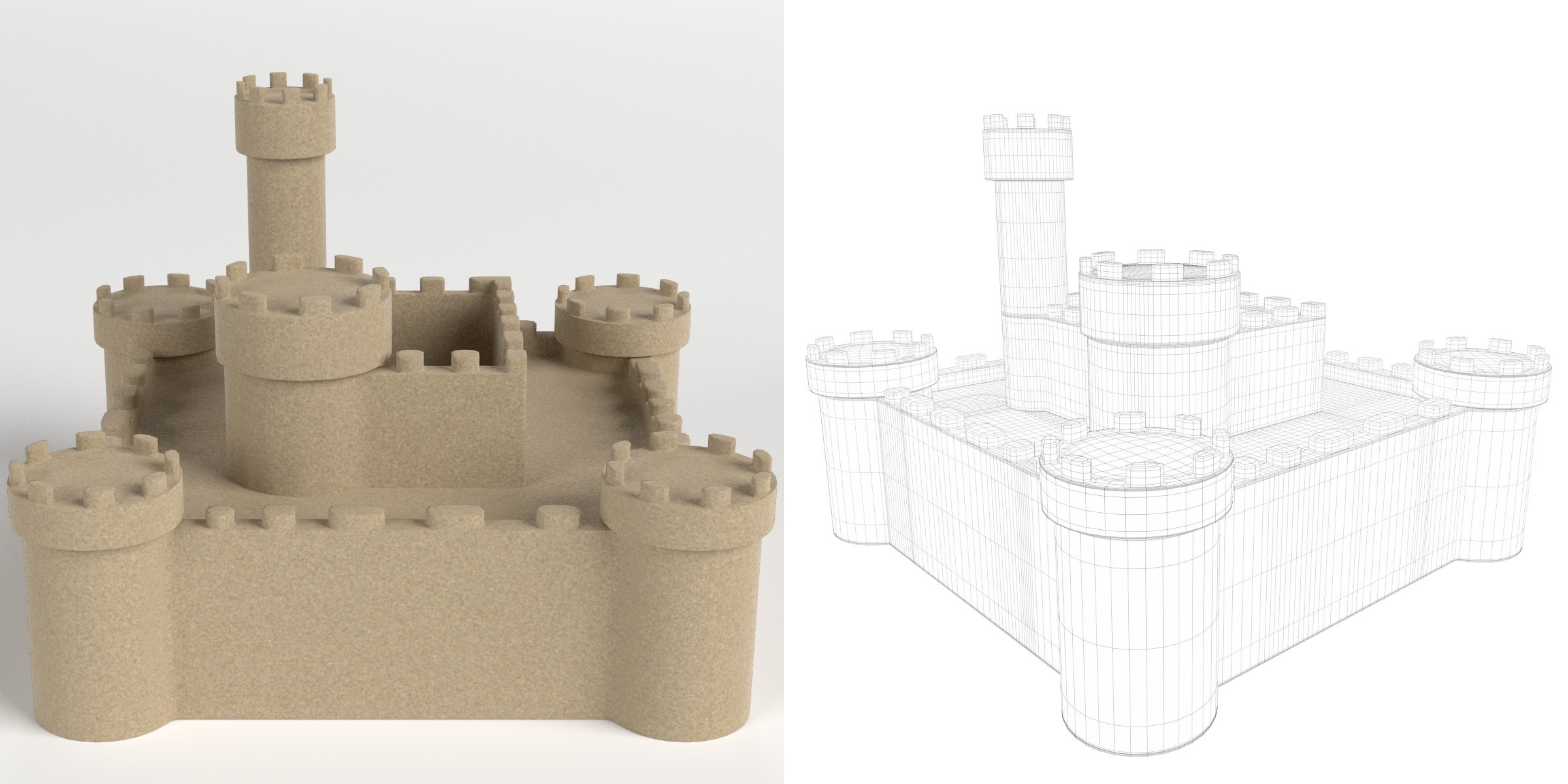 3D-Modell - Mehrstöckige Sandburg