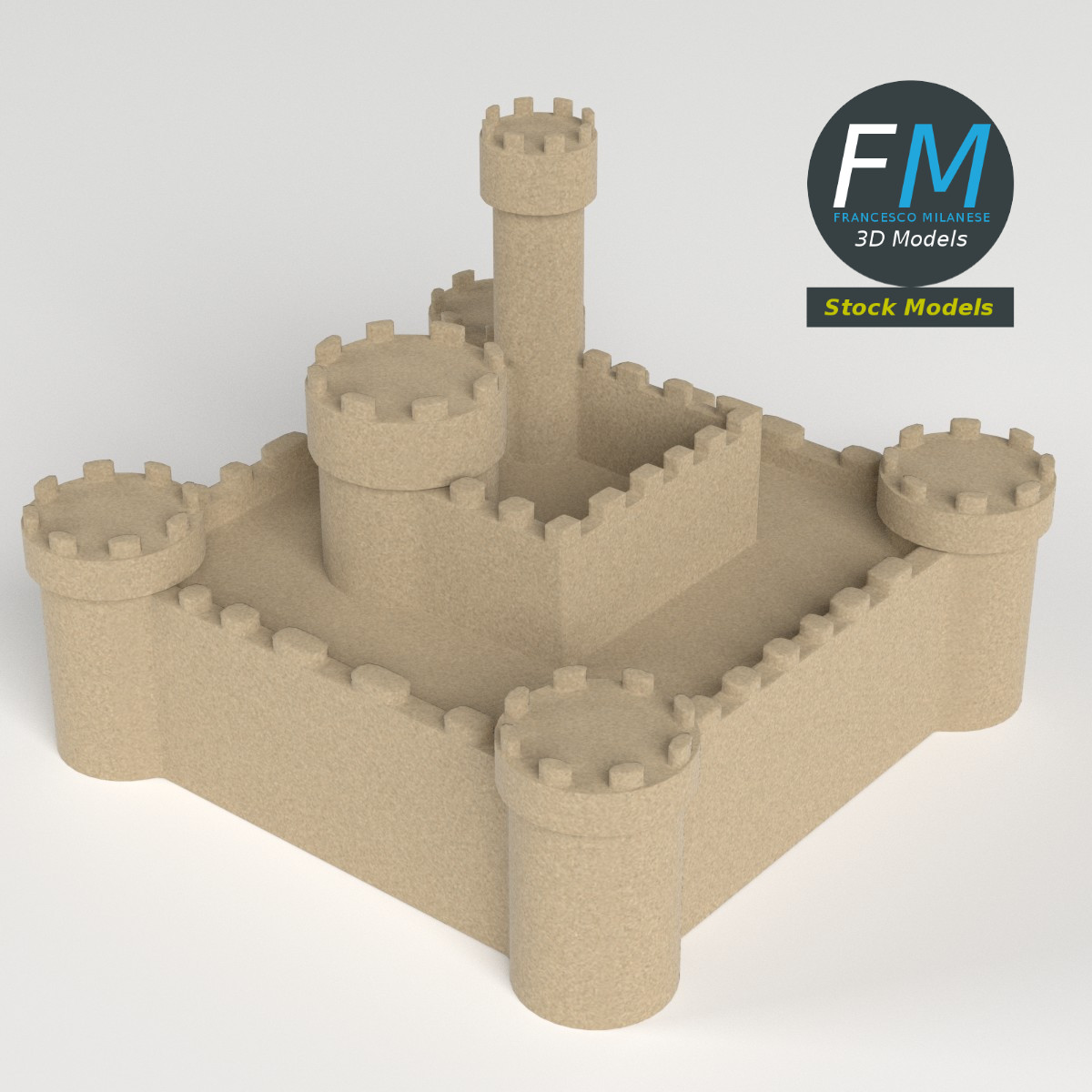 3D-Modell - Mehrstöckige Sandburg - 02