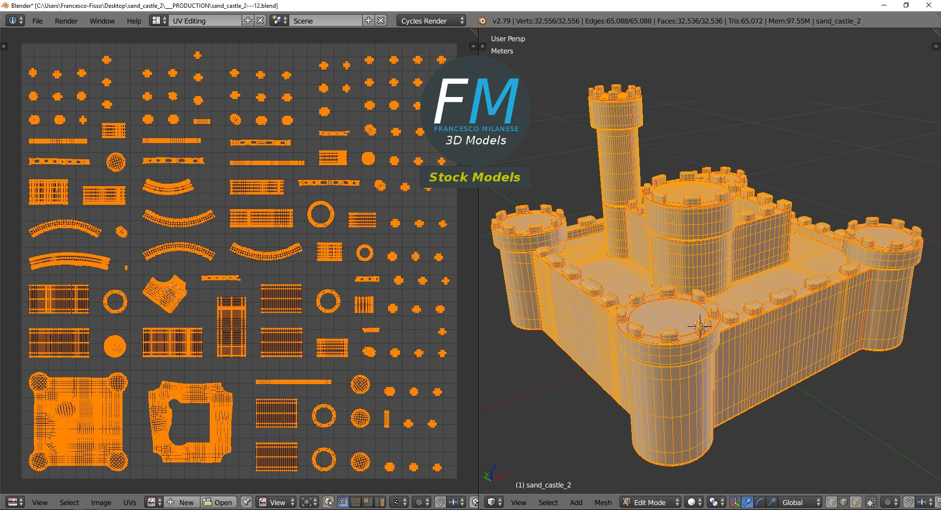 3D-Modell - Mehrstöckige Sandburg - 10