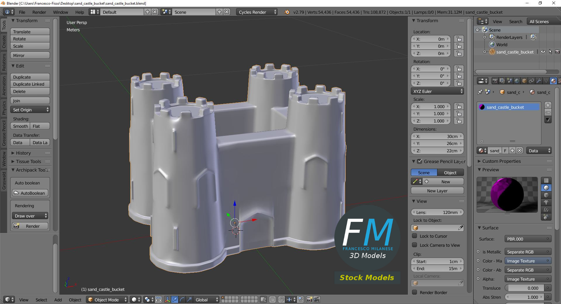 3D-Modell - Sandburg-Eimer - 09