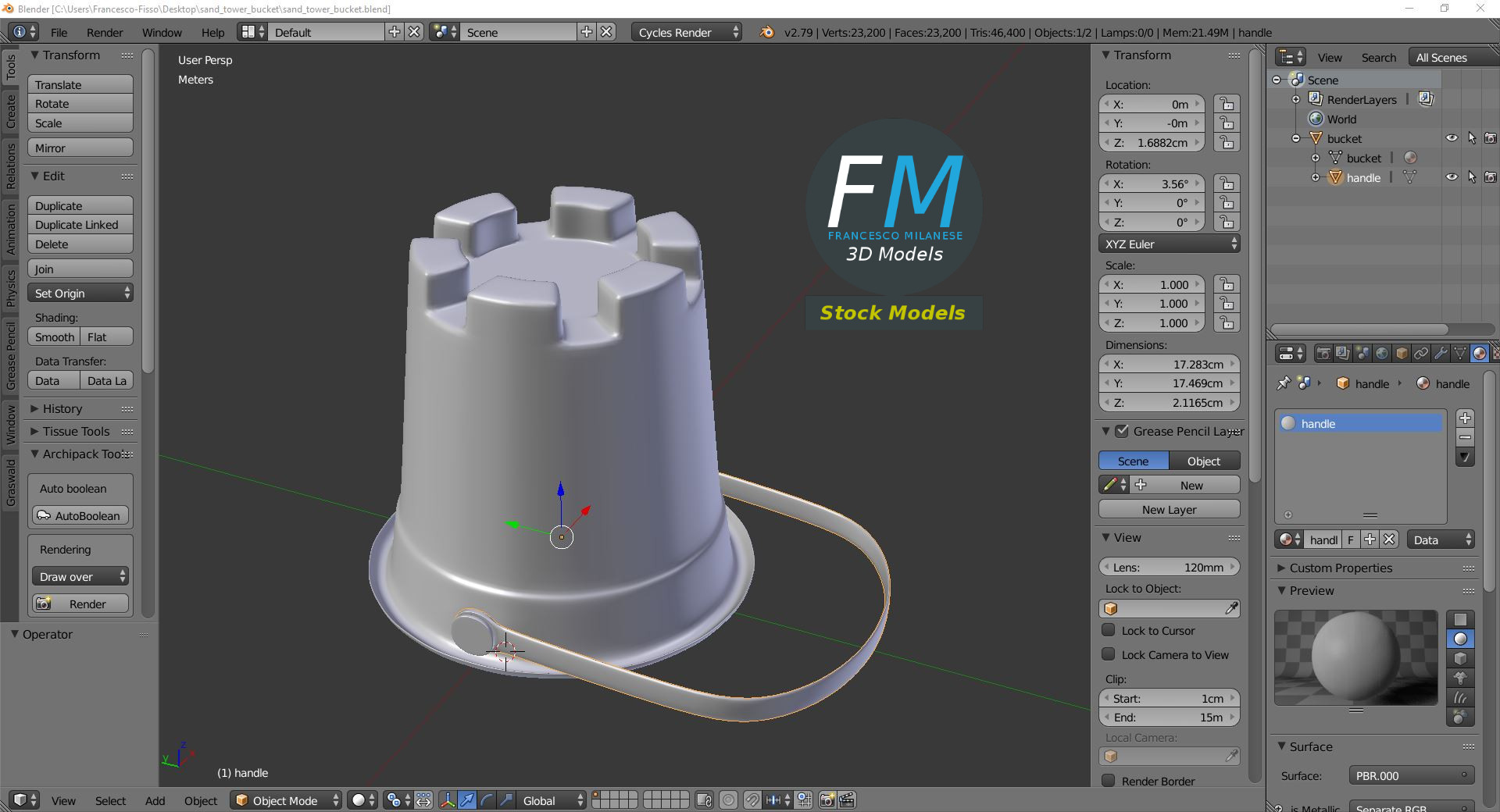 3D-Modell - Sandturm-Eimer - 09
