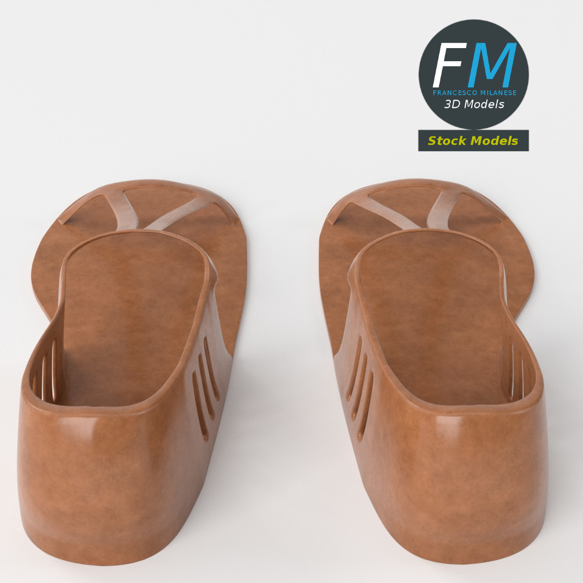3D-Modell - Flache T-Riemen-Sandalen - 05