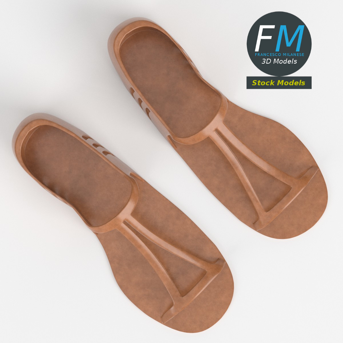 3D-Modell - Flache T-Riemen-Sandalen - 06