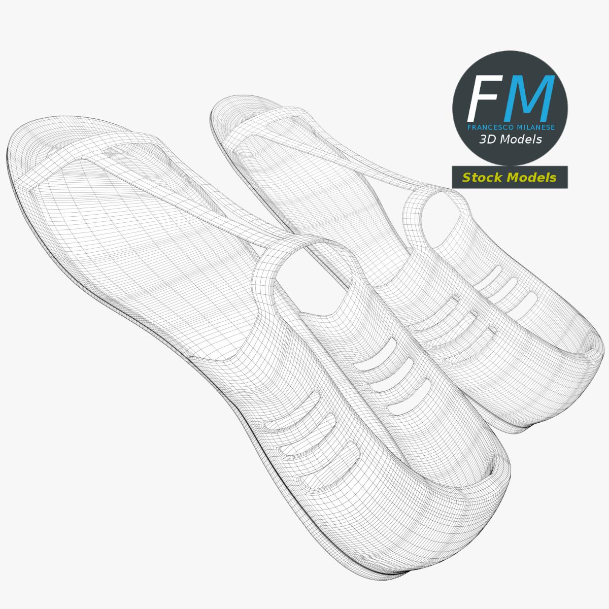 3D-Modell - Flache T-Riemen-Sandalen - 08