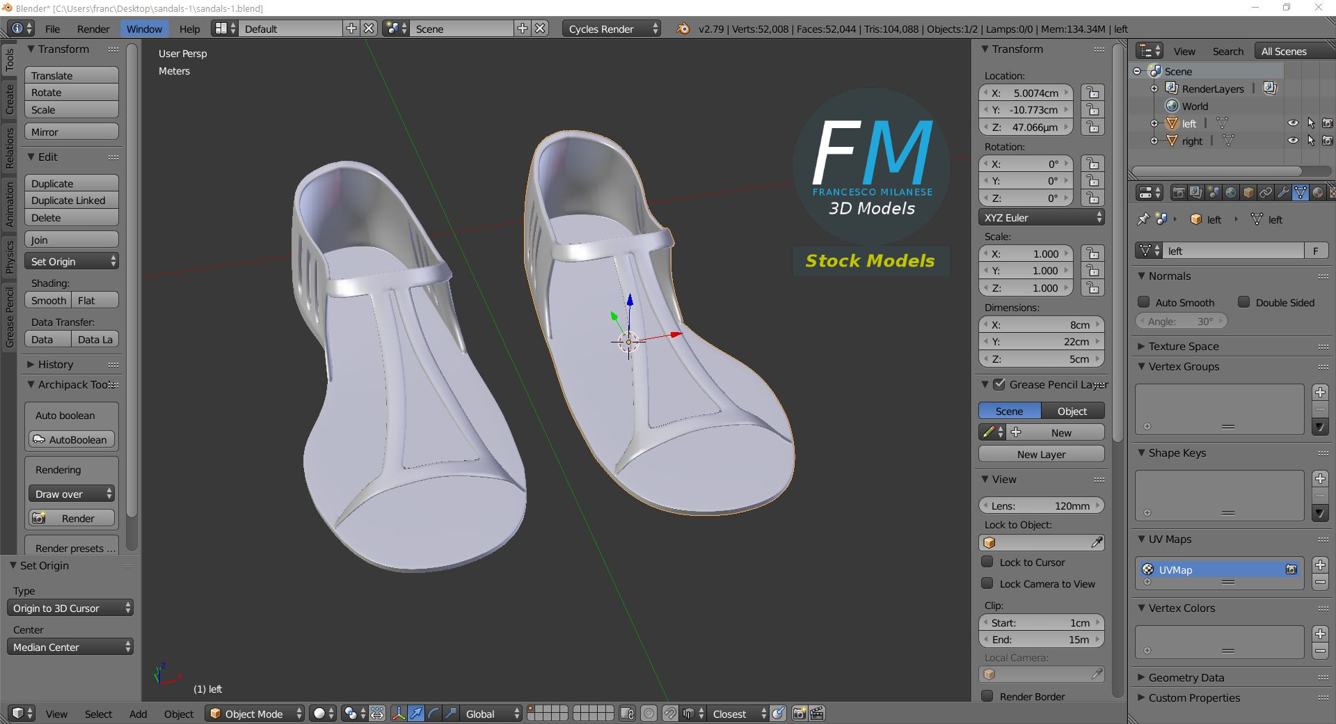 3D-Modell - Flache T-Riemen-Sandalen - 09