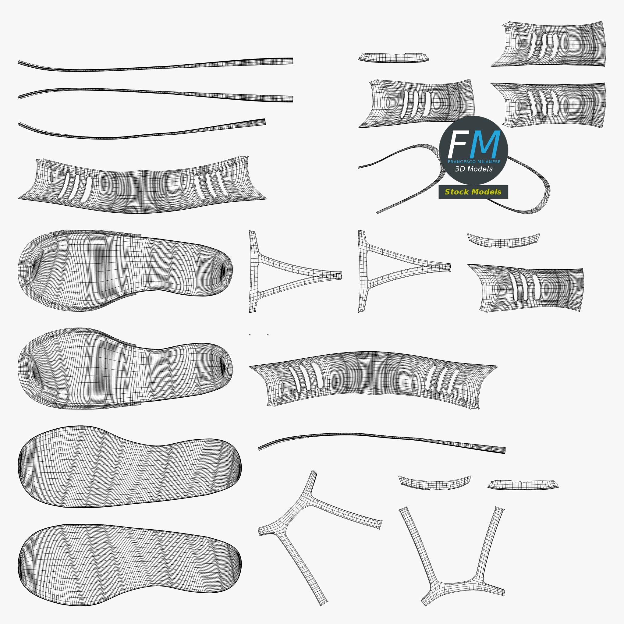 3D-Modell - Flache T-Riemen-Sandalen - 11 3D-Modell - Flache T-Riemen-Sandalen - 11