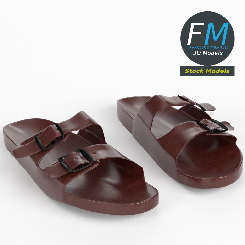 3D-Modell - Pantoletten mit Doppelschnalle - 01