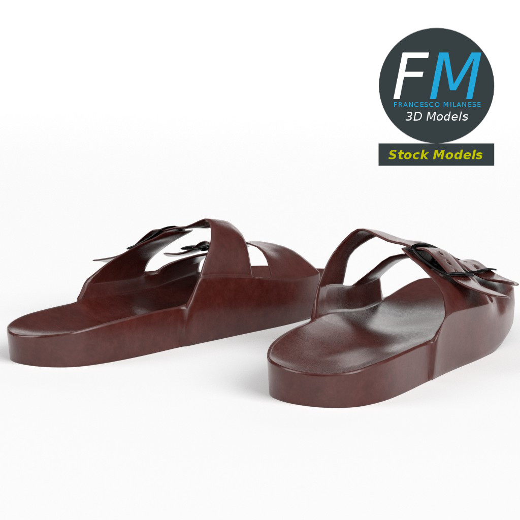 3D-Modell - Pantoletten mit Doppelschnalle - 04
