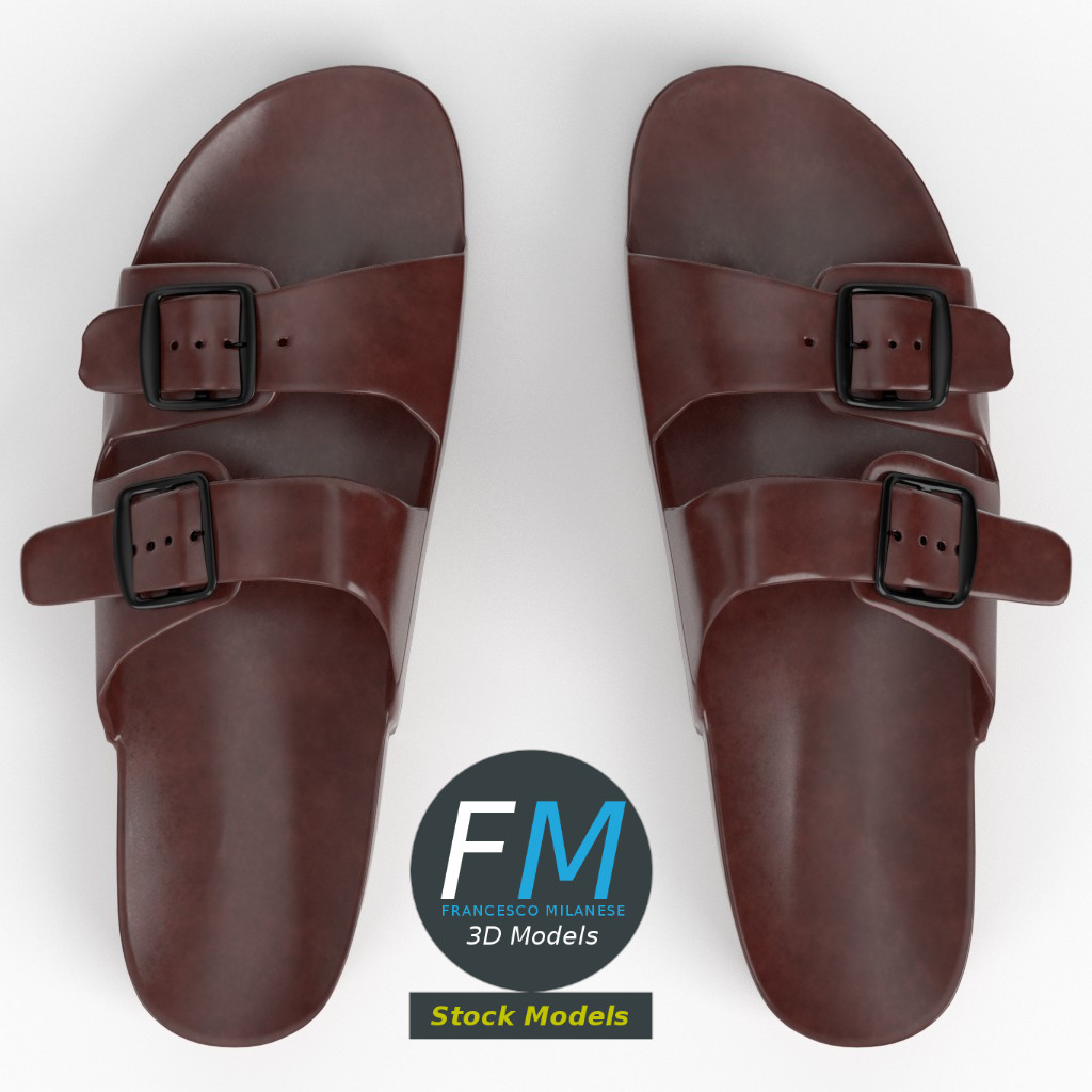 3D-Modell - Pantoletten mit Doppelschnalle - 06