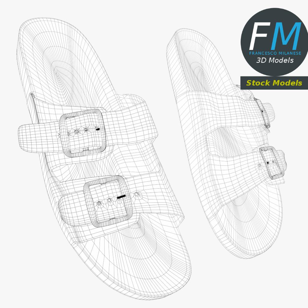 3D-Modell - Pantoletten mit Doppelschnalle - 07