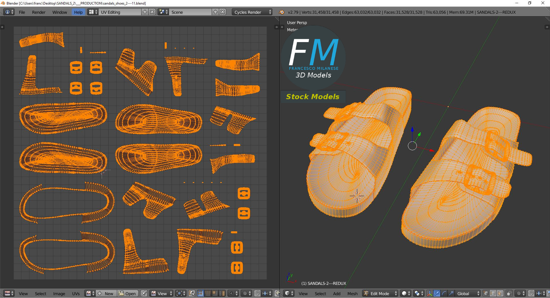 3D-Modell - Pantoletten mit Doppelschnalle - 10
