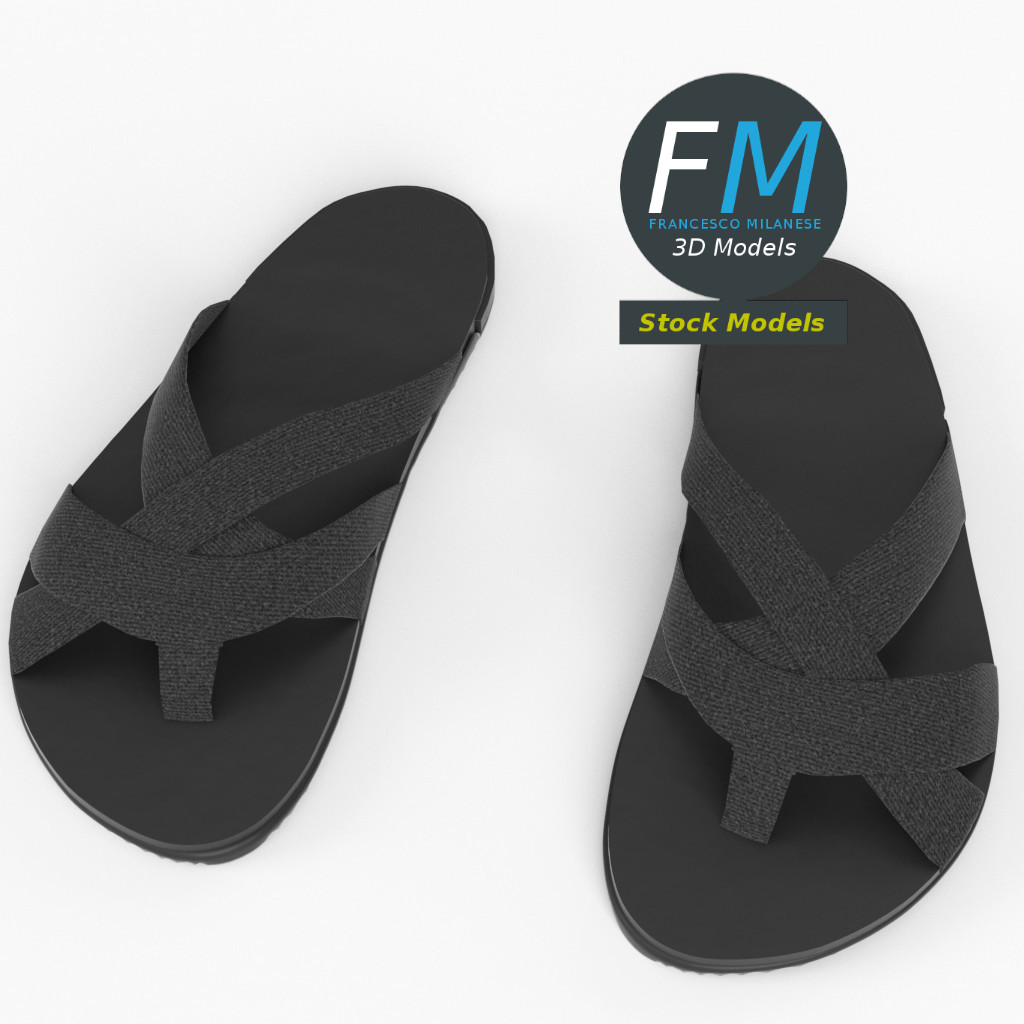 3D-Modell - Pantoletten mit Kreuzriemen - 02