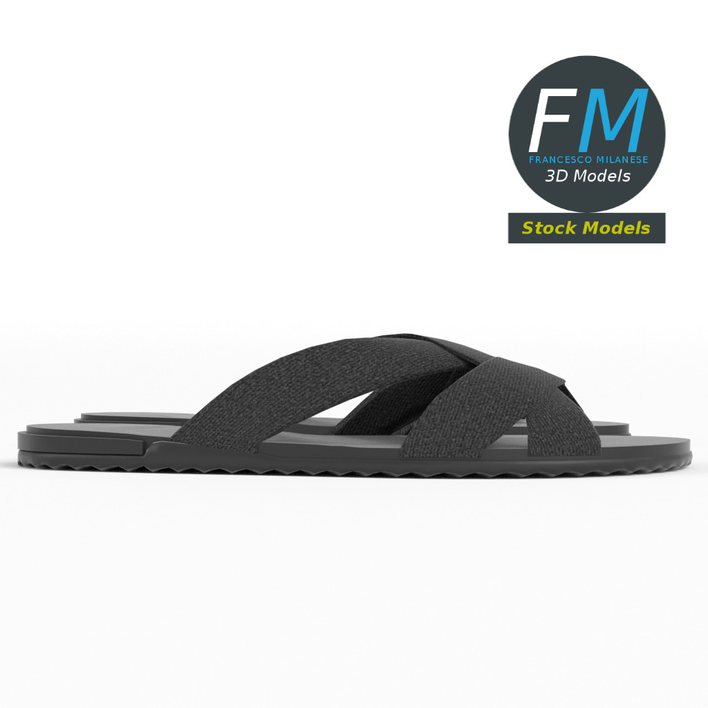 3D-Modell - Pantoletten mit Kreuzriemen - 04