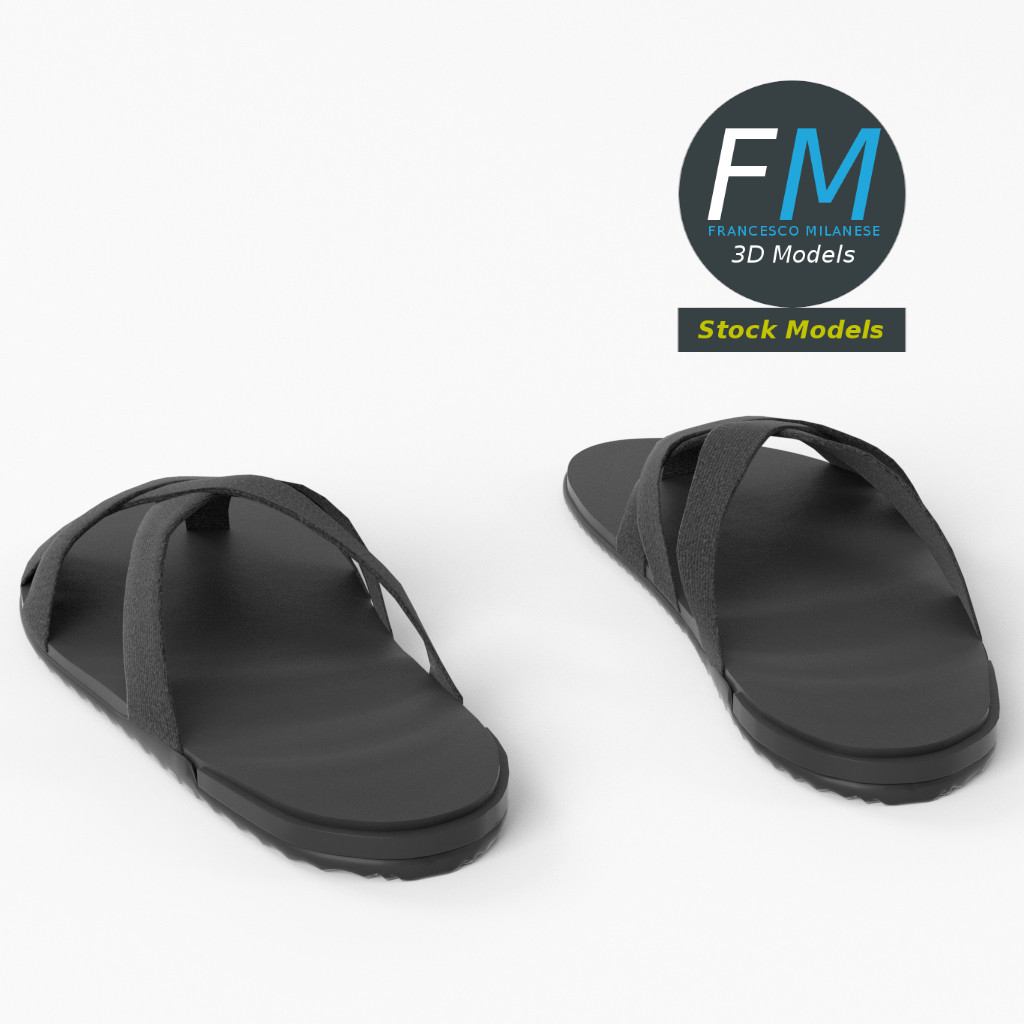 3D-Modell - Pantoletten mit Kreuzriemen - 05