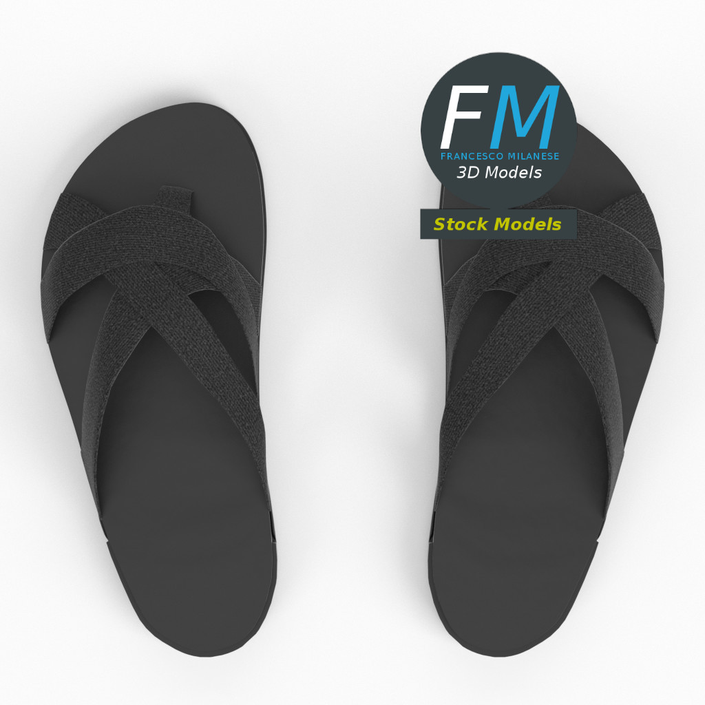 3D-Modell - Pantoletten mit Kreuzriemen - 06