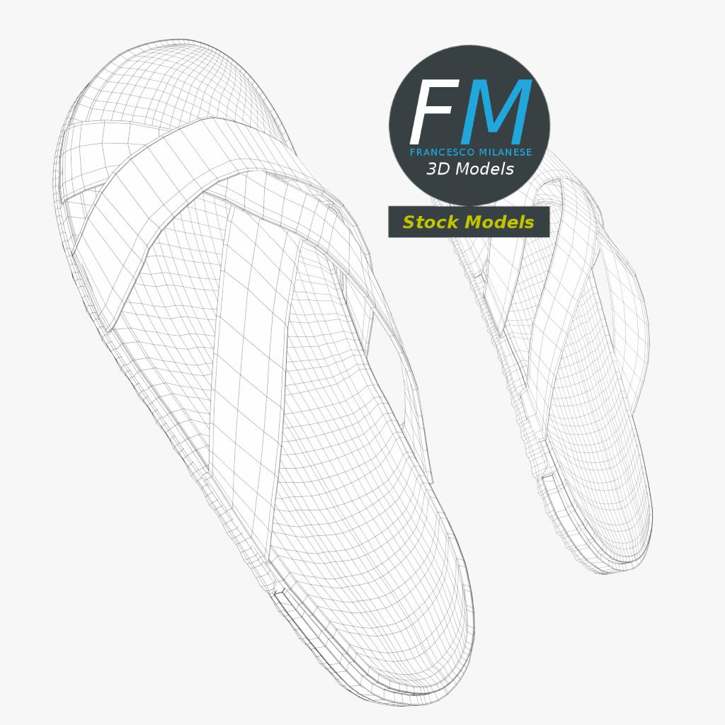 3D-Modell - Pantoletten mit Kreuzriemen - 07