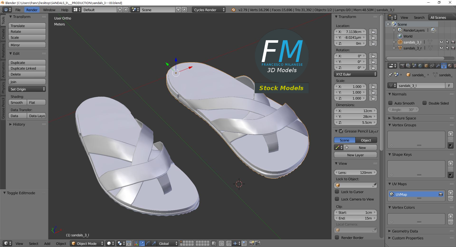 3D-Modell - Pantoletten mit Kreuzriemen - 09