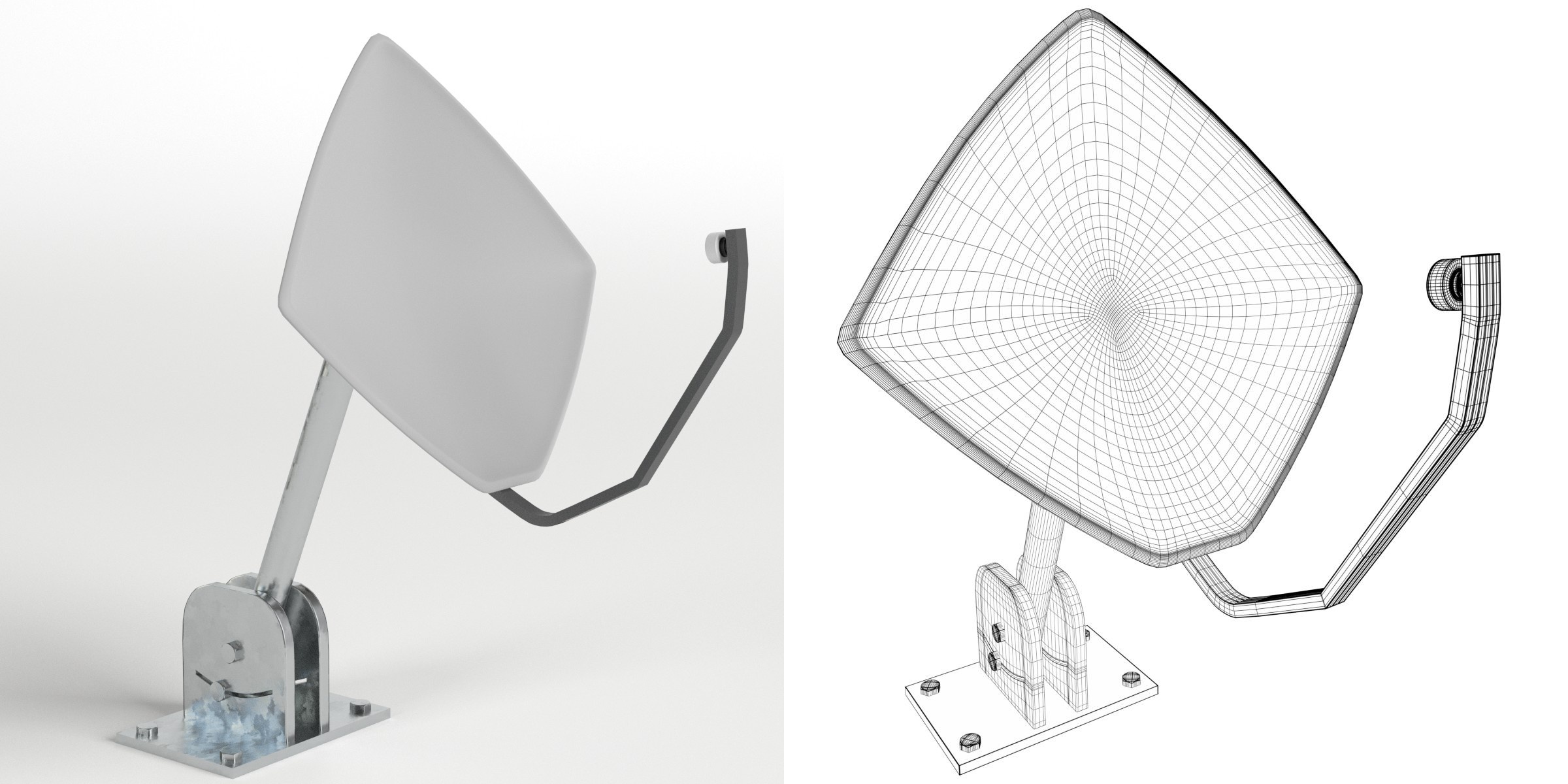 3D-Modell - Rechteckige Satellitenschüssel