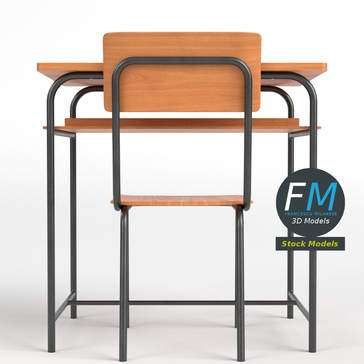 3D-Modell - Schulbank und Stuhl - 06