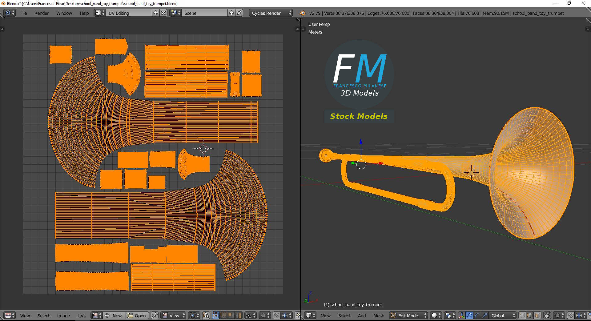 3D-Modell - Spielzeugtrompete für Schulband - 10