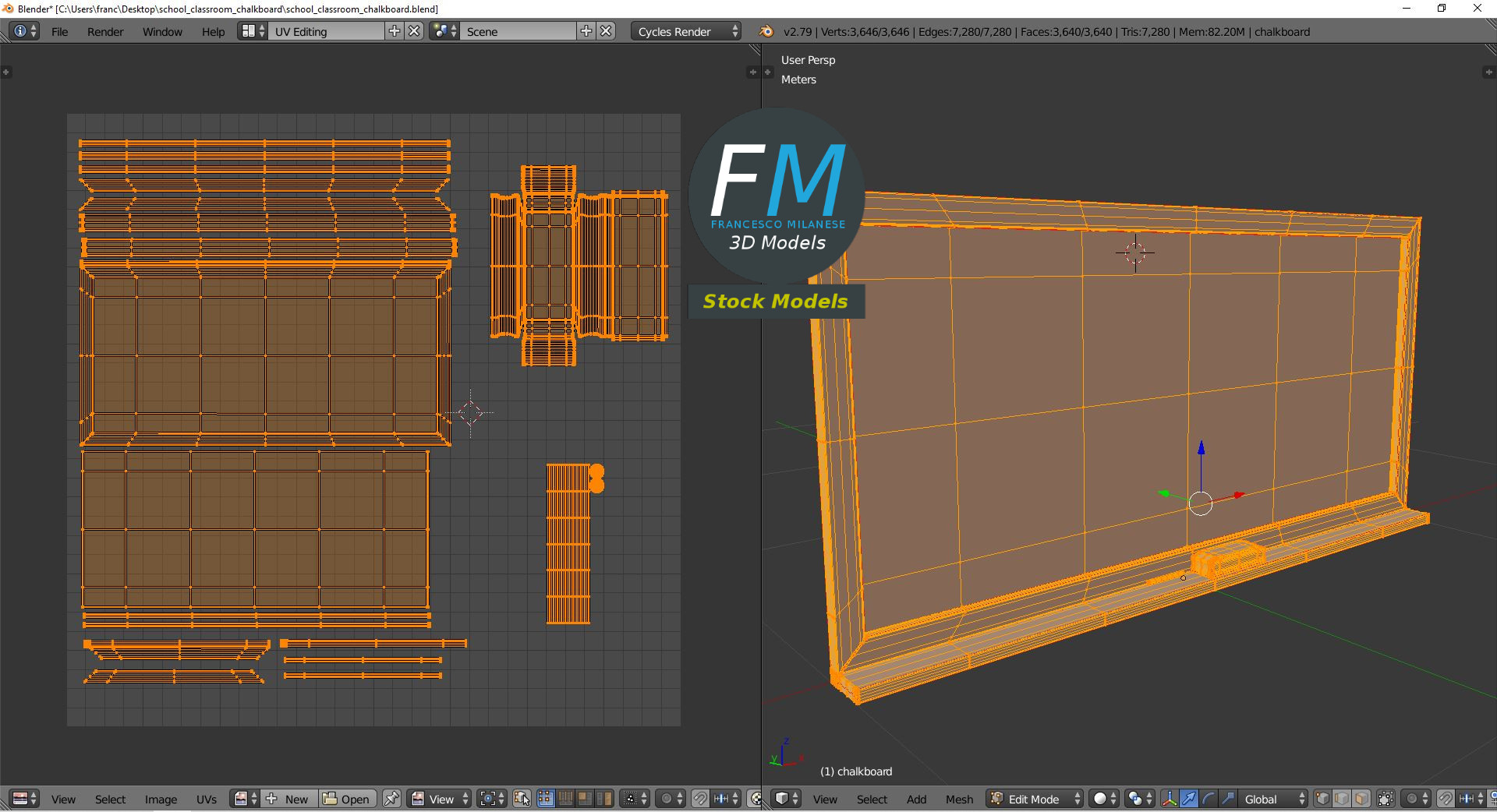 3D-Modell - Schultafel für Klassenzimmer - 10