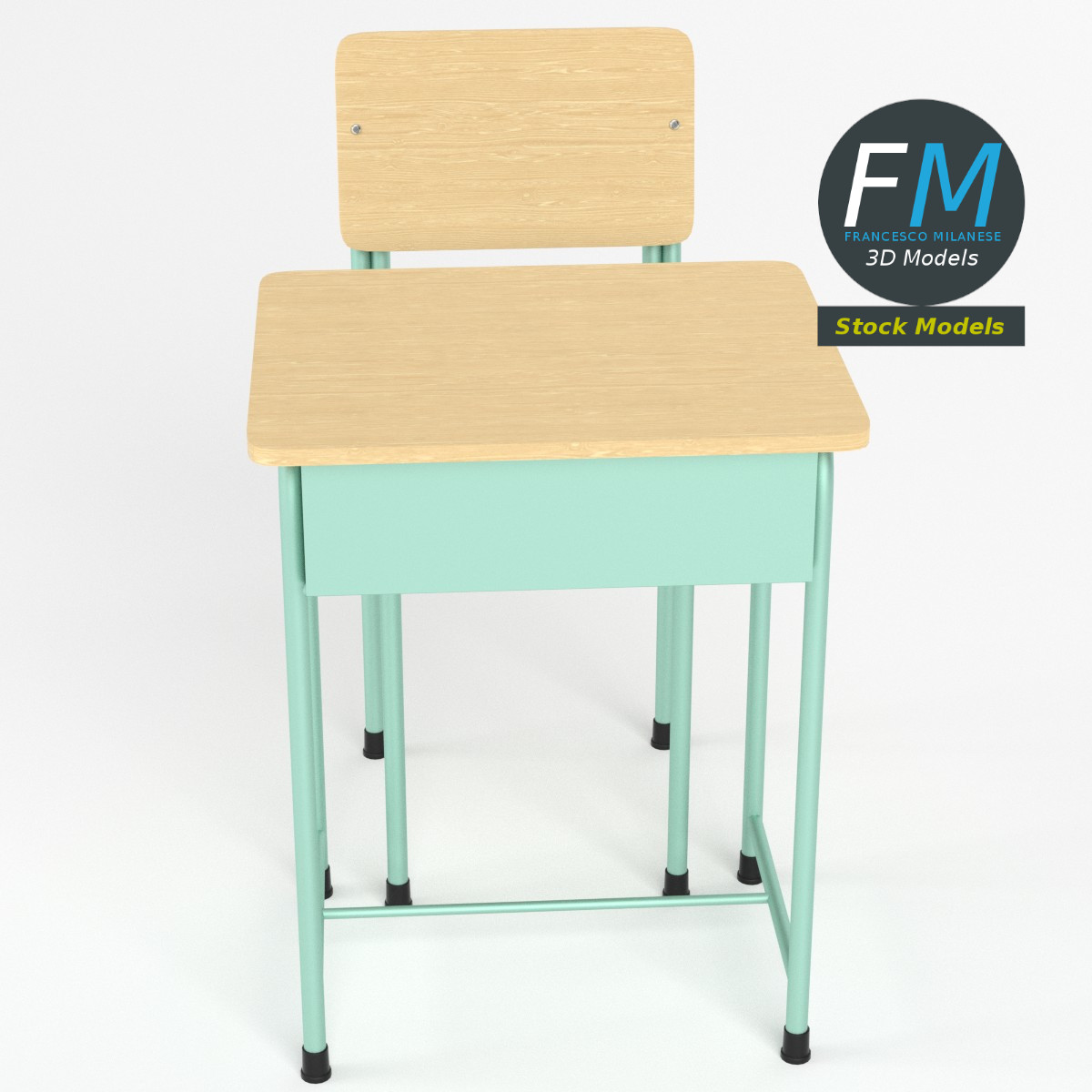 3D-Modell - Schulbank und Stuhl - 02