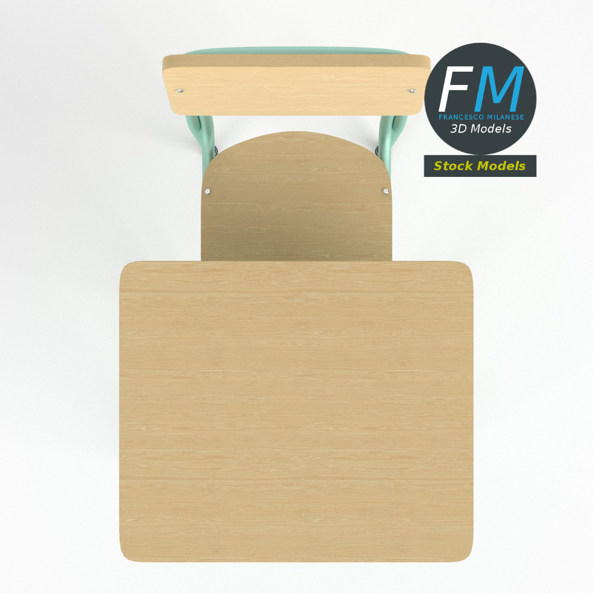 3D-Modell - Schulbank und Stuhl - 06