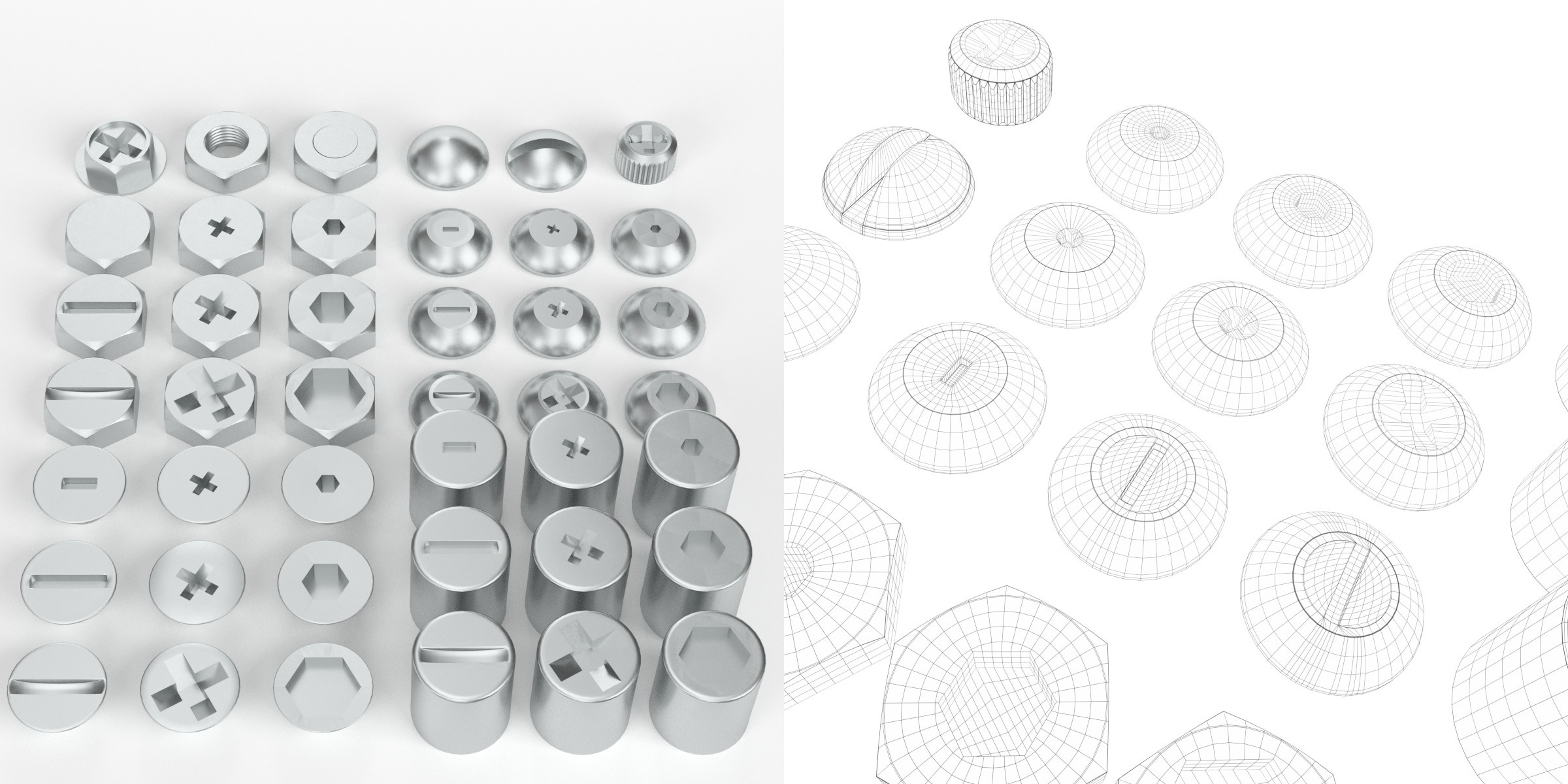 3D-Modell - Schraubenkopf-Sammlung