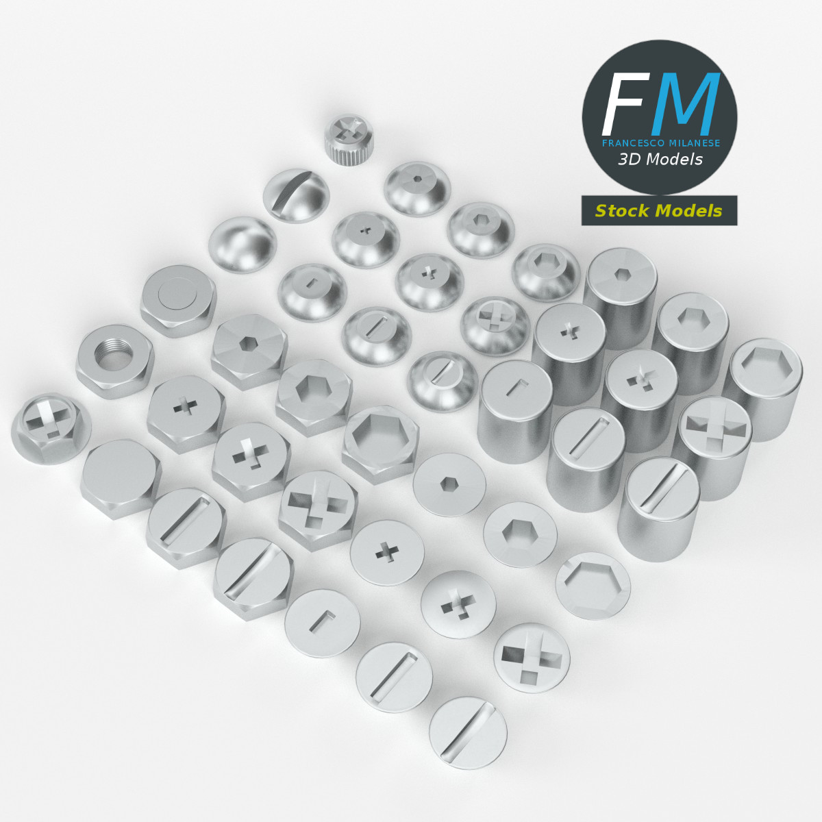 3D-Modell - Schraubenkopf-Sammlung - 02