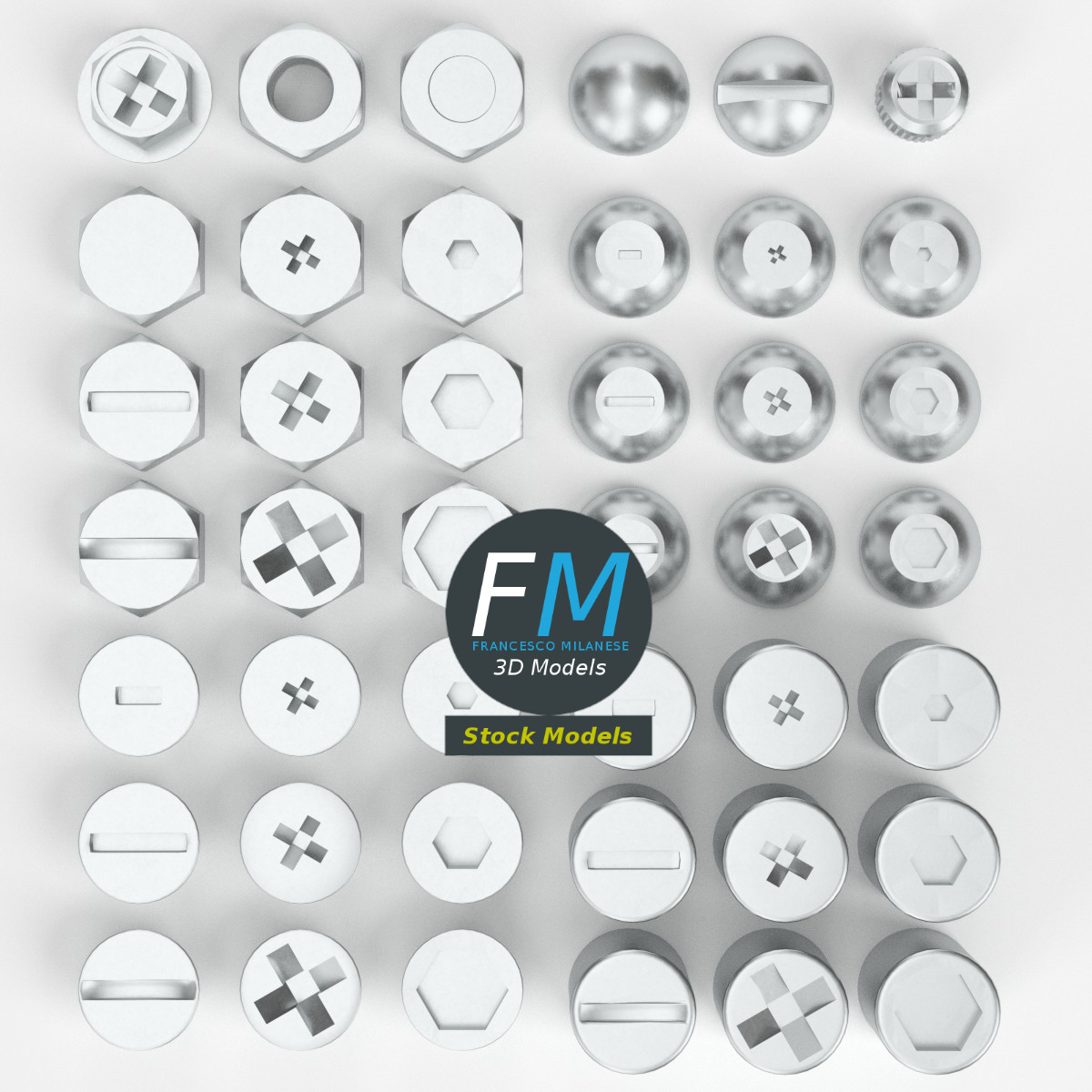 3D-Modell - Schraubenkopf-Sammlung - 06