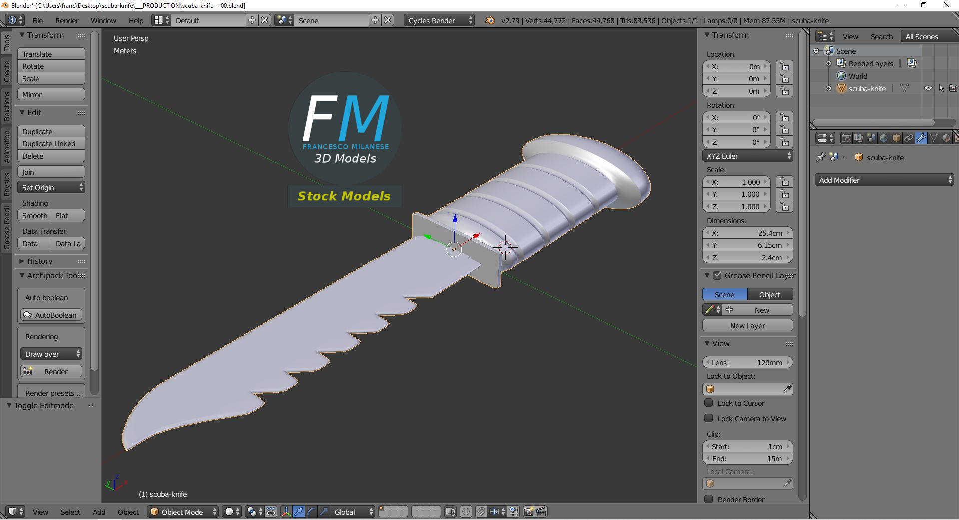 3D-Modell - Tauchermesser - 09