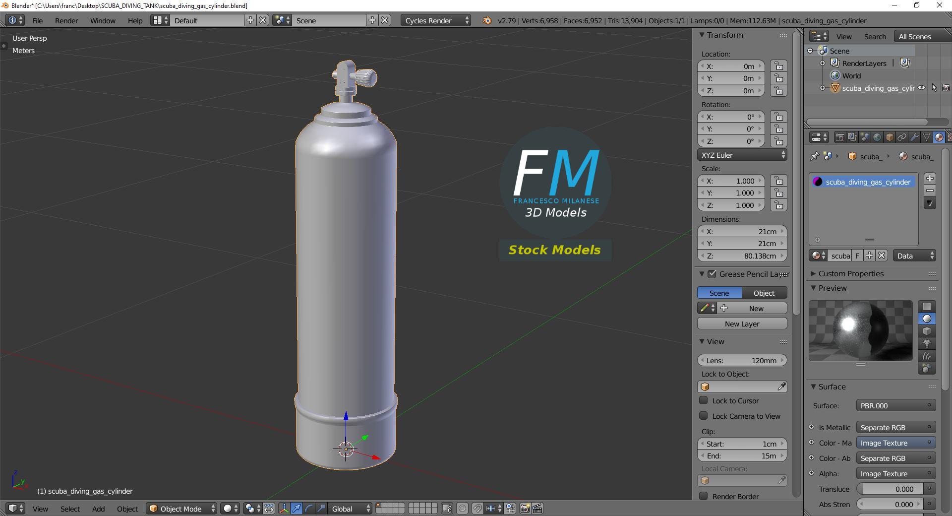 3D-Modell - Tauchflasche - 09