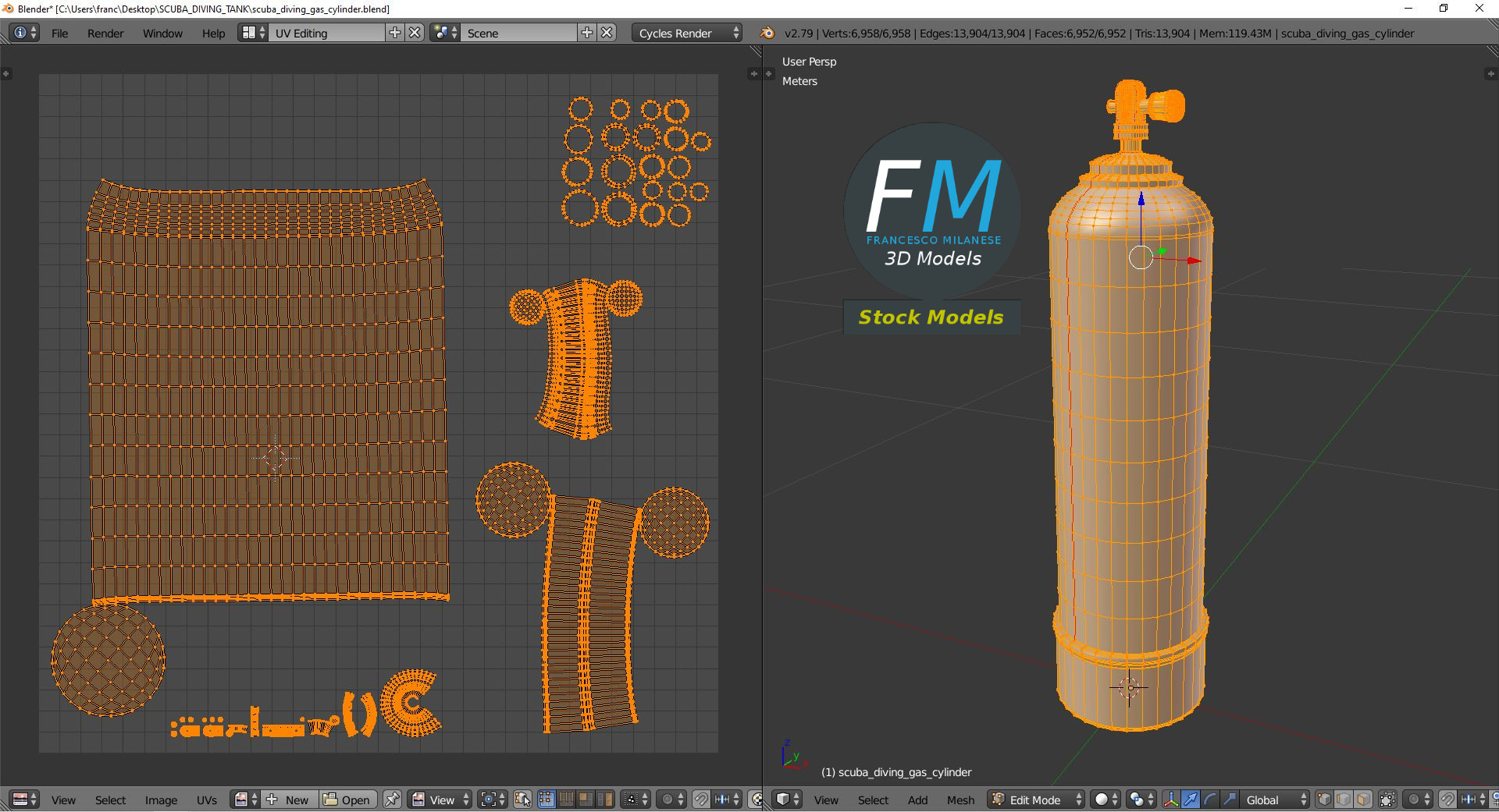 3D-Modell - Tauchflasche - 10
