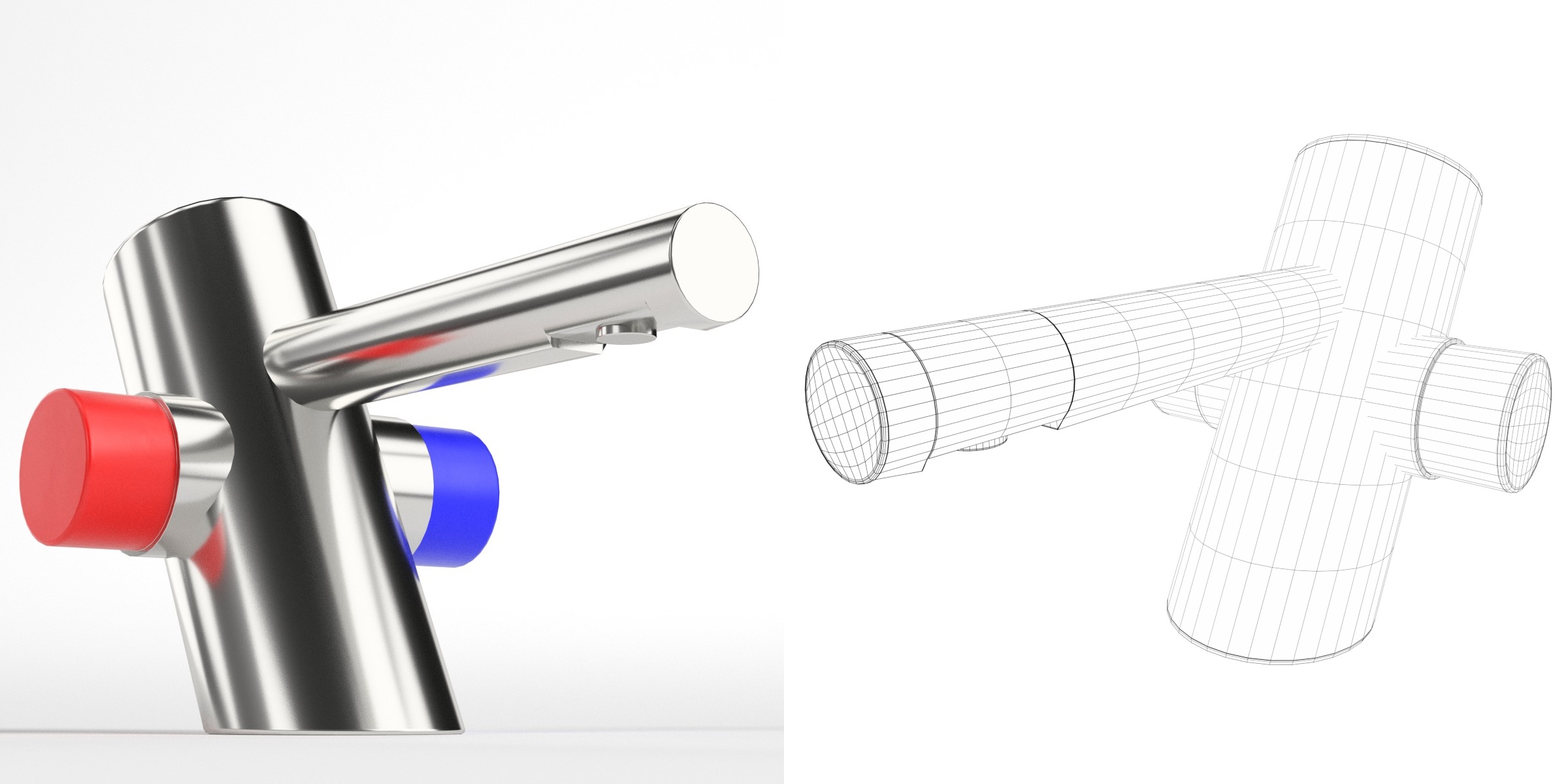 3D-Modell - Selbstschließende Waschtischarmatur