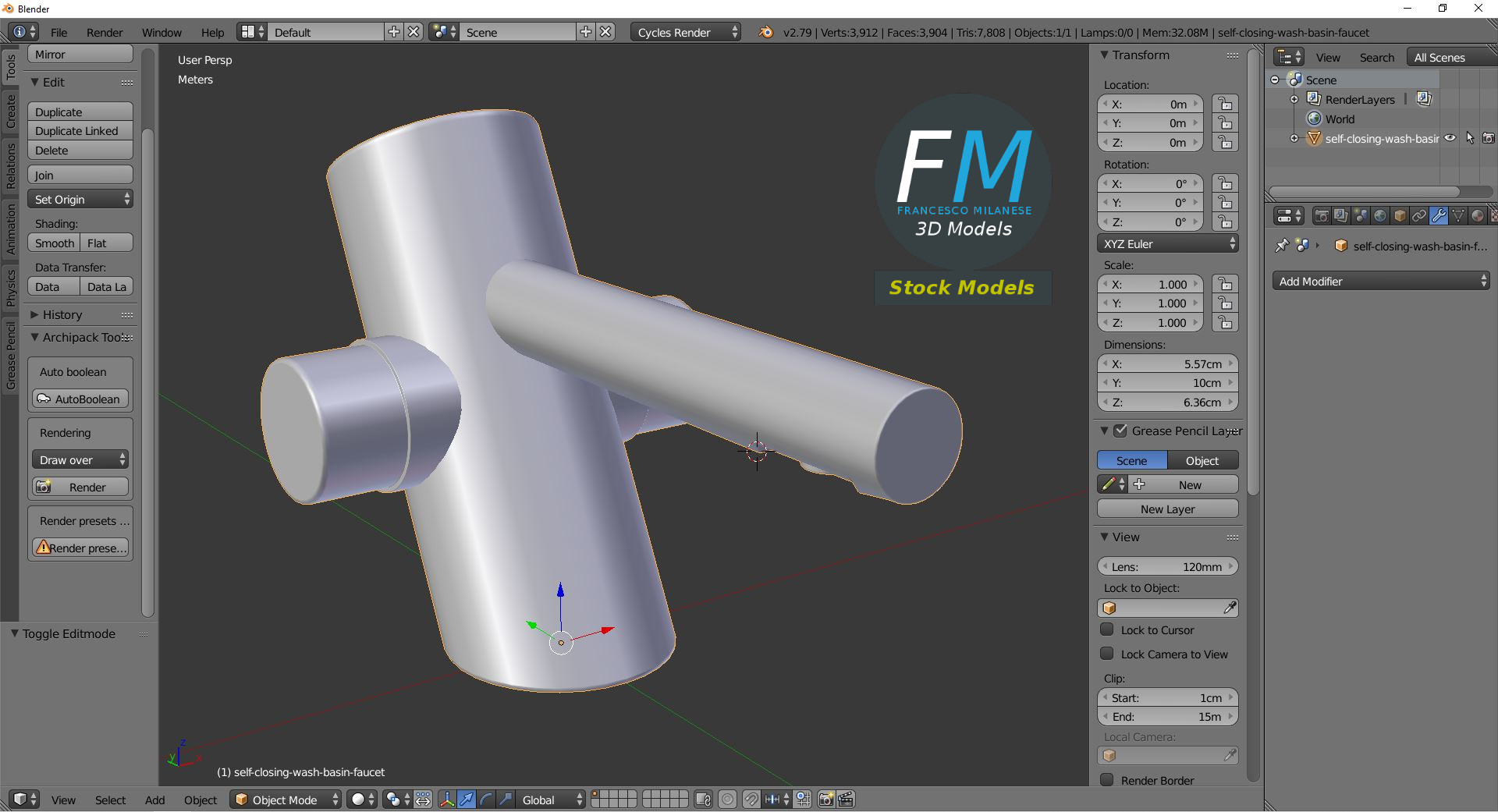 3D-Modell - Selbstschließende Waschtischarmatur - 09