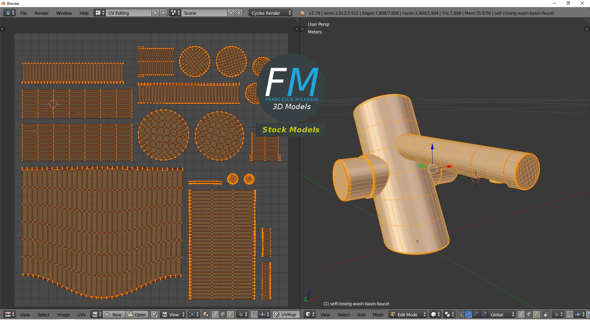 3D-Modell - Selbstschließende Waschtischarmatur - 10