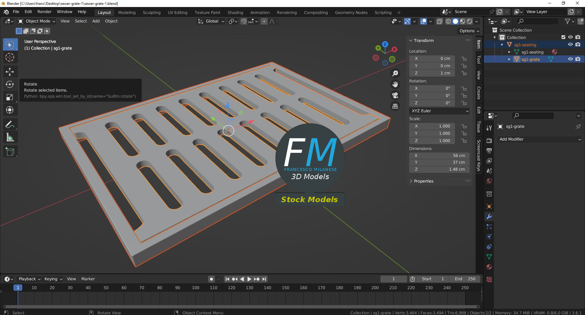 3D-Modell - Kanalgitter - 09