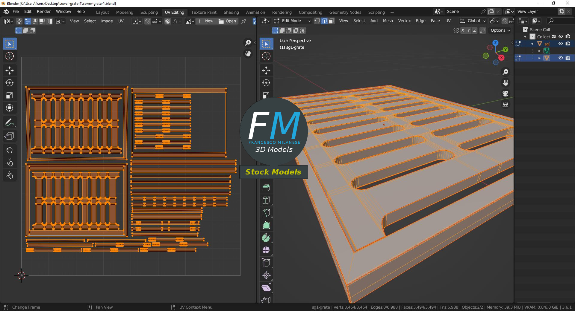 3D-Modell - Kanalgitter - 10