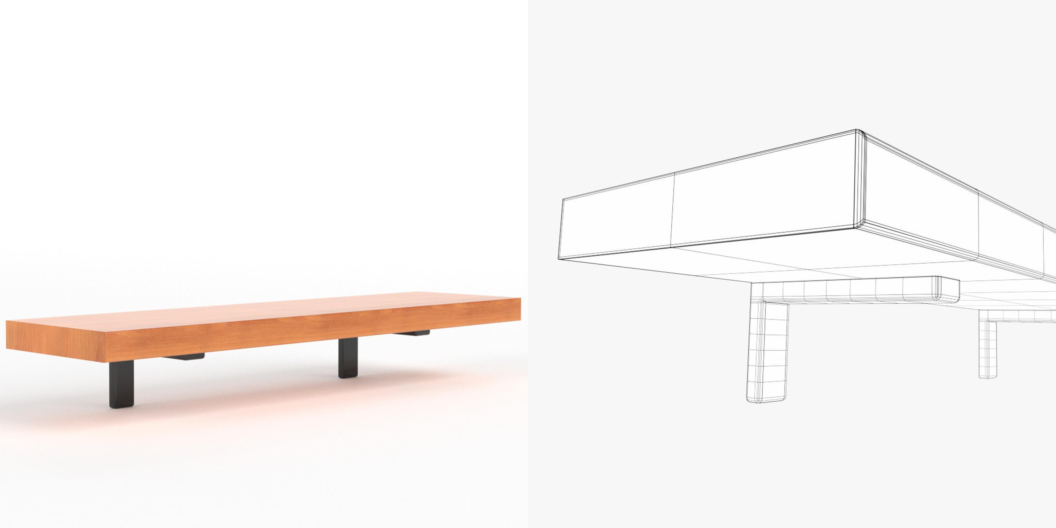3D-Modell - Wandregal aus Holz