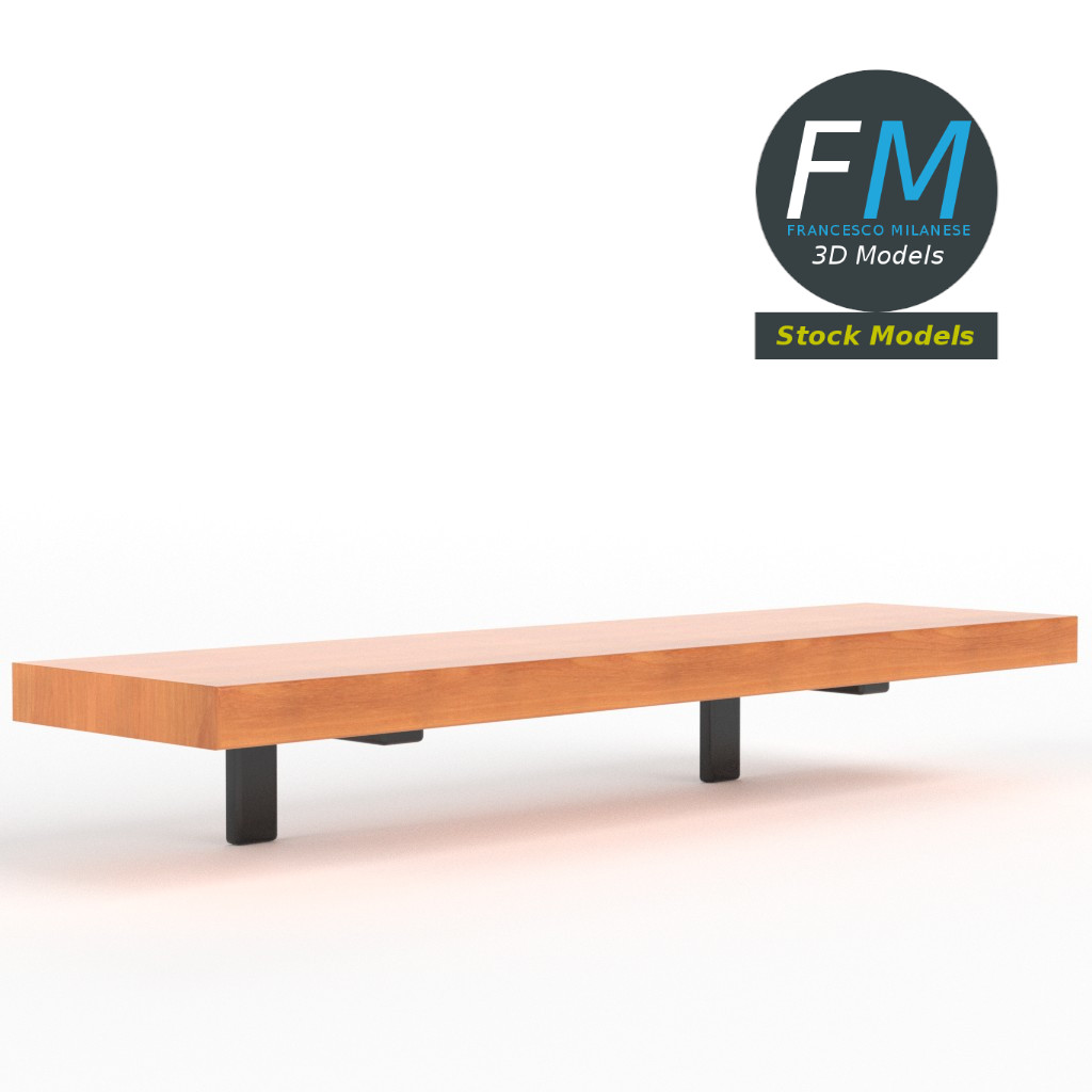 3D-Modell - Wandregal aus Holz - 01