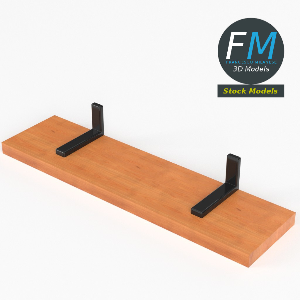 3D-Modell - Wandregal aus Holz - 02