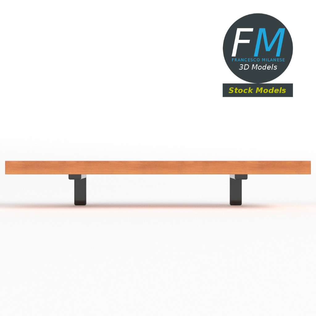 3D-Modell - Wandregal aus Holz - 03