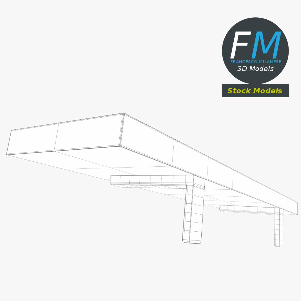 3D-Modell - Wandregal aus Holz - 08