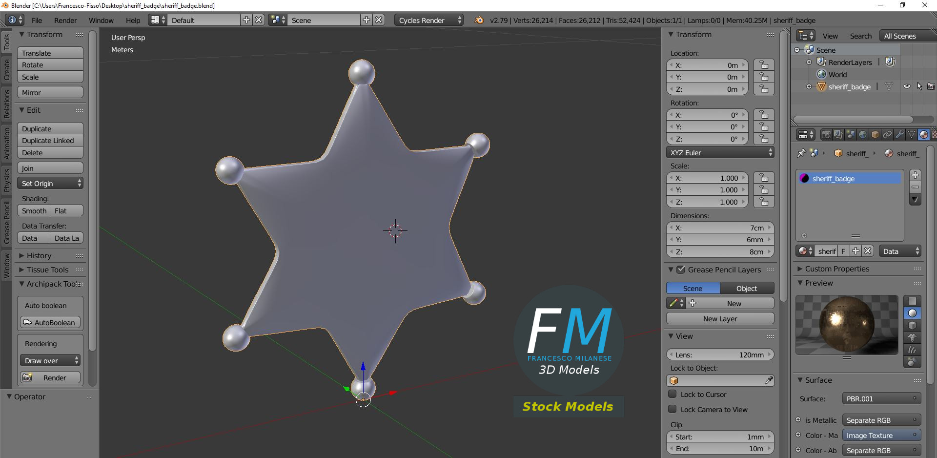 3D-Modell - Sheriffstern - 09