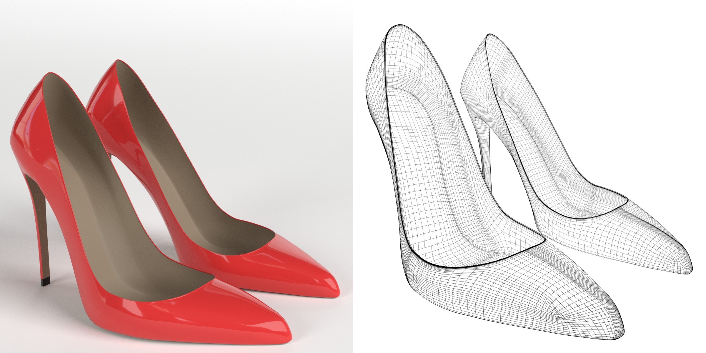 3D-Modell - Rote Stiletto-Pumps