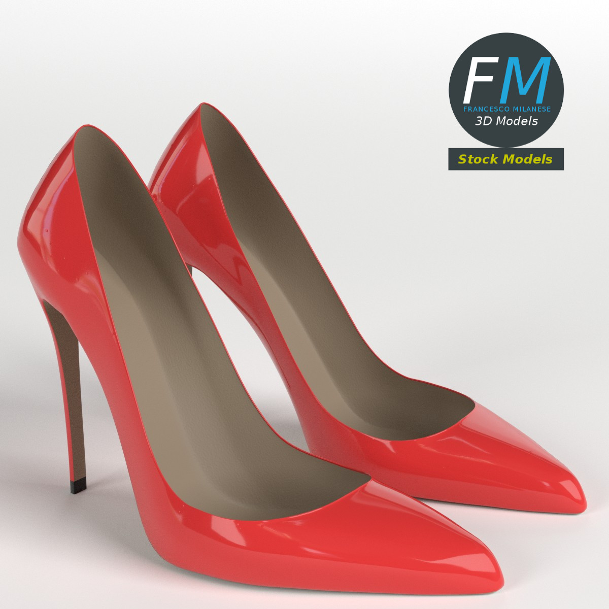 3D-Modell - Rote Stiletto-Pumps - 01