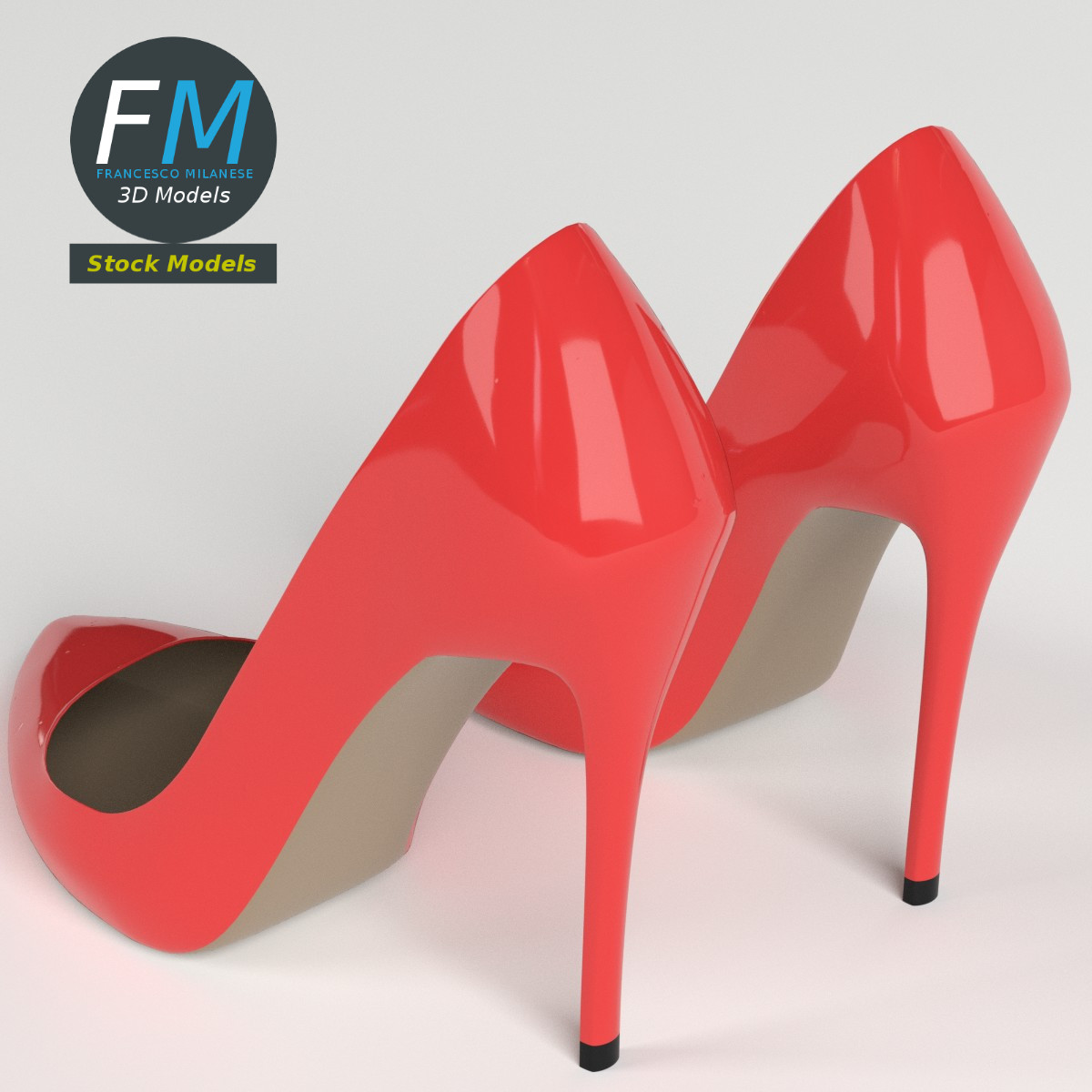 3D-Modell - Rote Stiletto-Pumps - 02