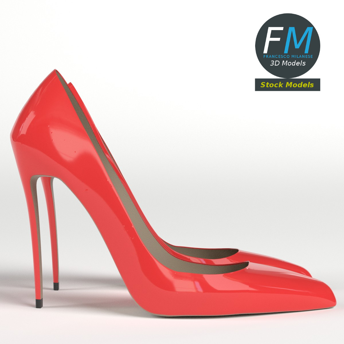 3D-Modell - Rote Stiletto-Pumps - 04