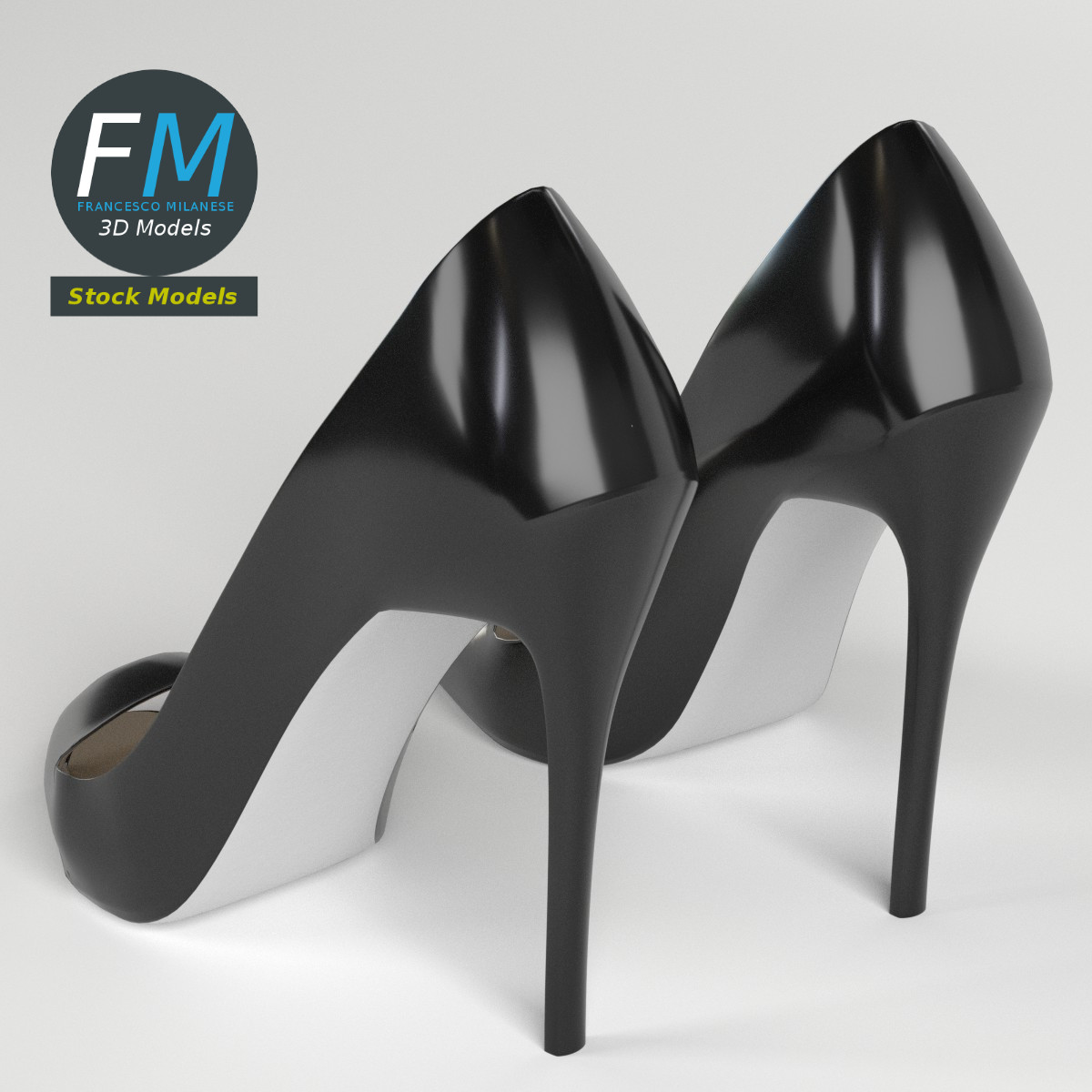3D-Modell - Schwarze Peep-Toe-Pumps - 02